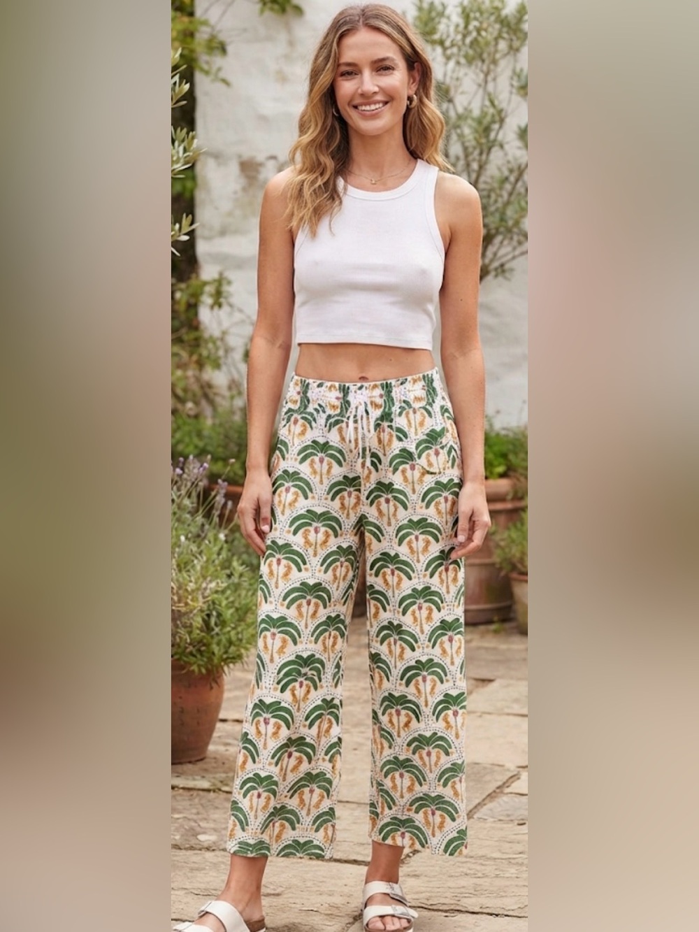Classic Concept Tropical Print Wide-Leg Pants